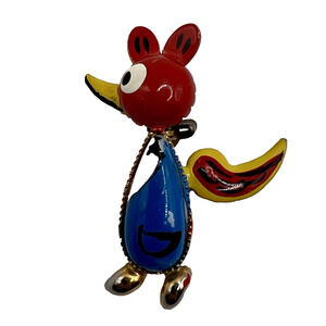 Vintage Spain Whimsy Puffed Figural Woody Woodpecker Brooch Cartoon Jewelry